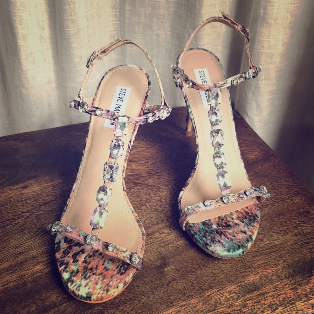 Steve Madden Lolyy Jeweled T Strap Dress Sandal